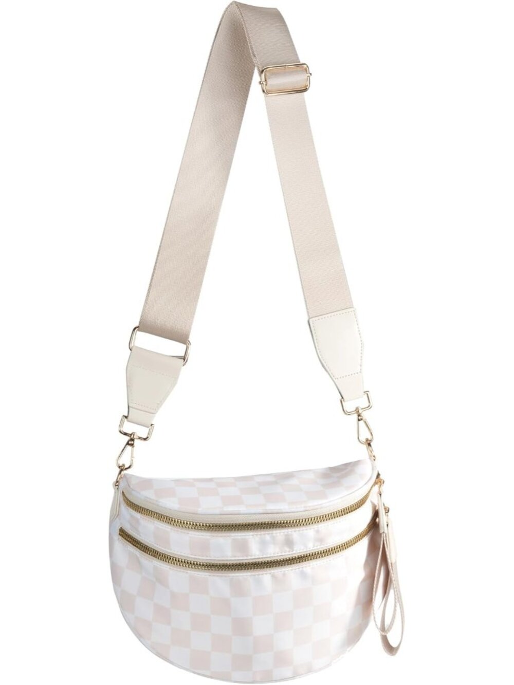 Spacious Checkered Nylon Crossbody Bag Bum Bag Handbags Wallets for Women